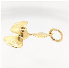 14K Solid Yellow Gold Polished 3D Propeller Traditional Dangle Charm Pendant